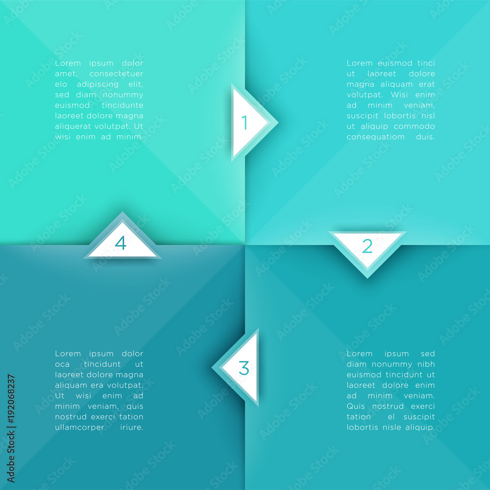 Poster square steps flat background with arrow points 1 to 4 vector