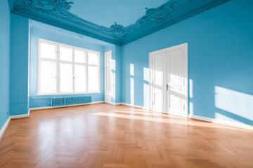 Empty room classical architecture, flat renovation