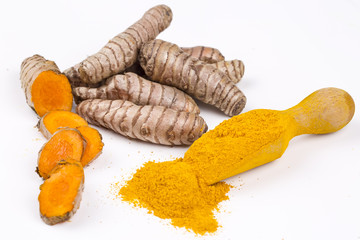Turmeric on the white background