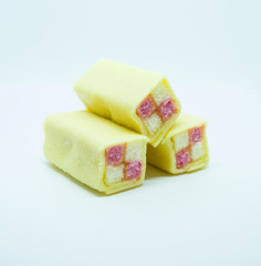 Battenburg cakes on White Background
