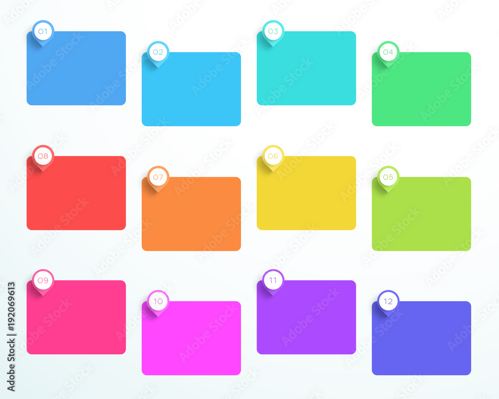 Poster Vector Box Set With Arrow Point Markers Number 1 to 12