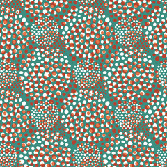 Fabric seamless pattern in green and red colors. Repeating background. Elegant template for fashion prints. Texture for wallpaper, textile design