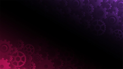 Abstract dark violet and pink gears background, vector illustration