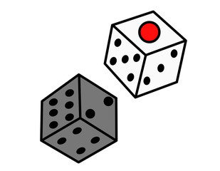 二個のサイコロ(黒白)