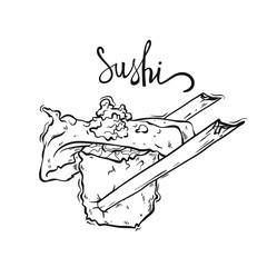Vector sushi in line art style. Isolated on white background.