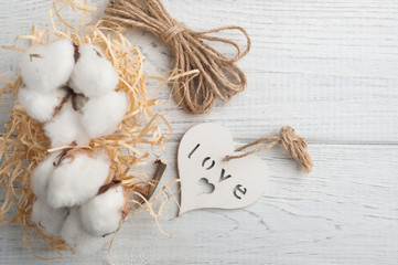 Cotton flowers, heart