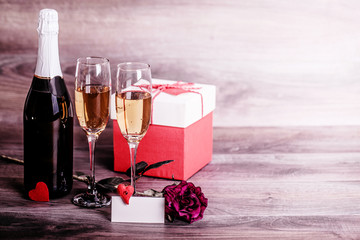 Champagne and love message
