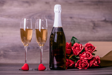 Champagne and roses