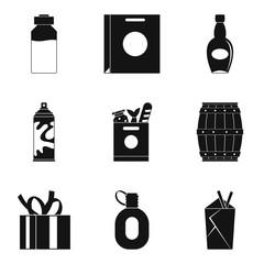 Container icons set, simple style