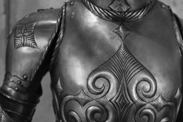 Detail of the upper part of an armor of medieval knight.