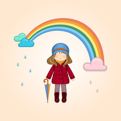 Vector illustration of cartoon little cute doll. Can be used for baby t-shirt print, fashion print design, kids wear.