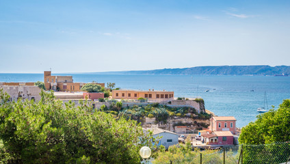 Aerial view of  old Vieux port and coast in Marseille, France