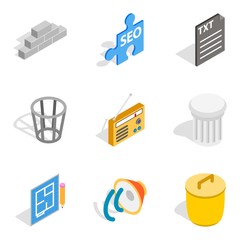 SEO search icons set, isometric style