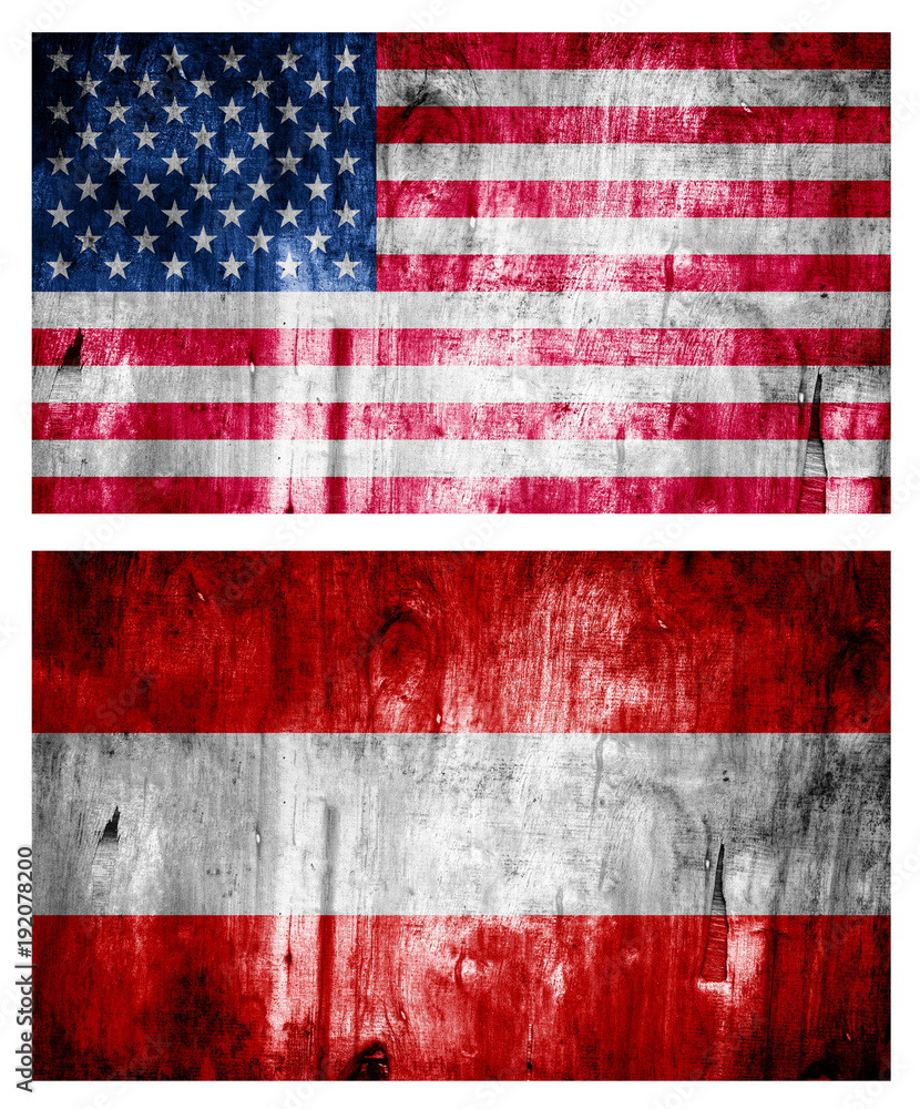 Wall mural Two flags wooden textured. Relations