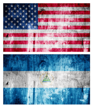 Two flags wooden textured. Relations