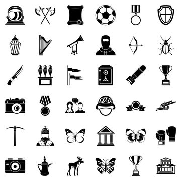 Museology icons set, simple style