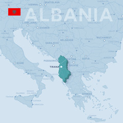 Obraz premium Map of cities and roads in Albania.