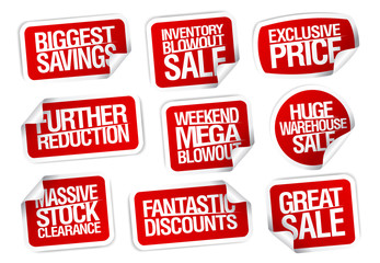 Sale stickers set - further reductions,