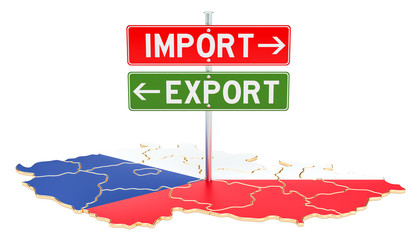 Import and export in Czech Republic concept, 3D rendering