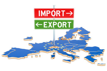 Fototapeta premium Import and export in European Union concept, 3D rendering