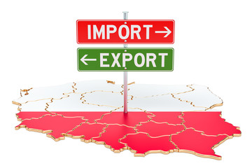 Import and export in Poland concept, 3D rendering