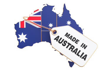 Made in Australia concept, 3D rendering © alexlmx