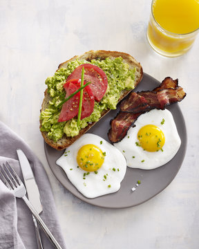 Avocado Toast With Bacon And Eggs