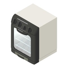 Modern gas oven icon, isometric style