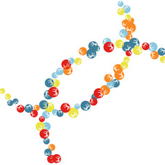 Vector Confetti Background Pattern. Element of design. Colored stylized berries on a black background
