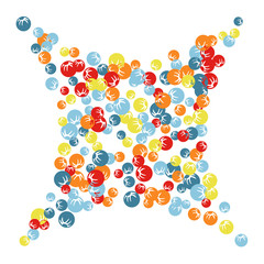 Vector Confetti Background Pattern. Element of design. Colored stylized berries on a black background
