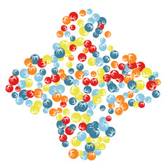 Vector Confetti Background Pattern. Element of design. Colored stylized berries on a black background
