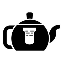 Teapot with handle icon, simple style