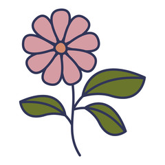 flower and leafs floral decoration vector illustration design