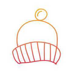 winter knitted hat with pompon accessory vector illustration degraded line color design