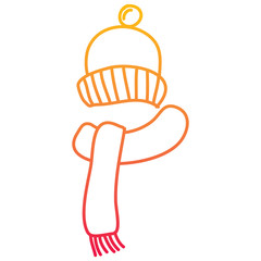 winter hat and scarf warm accessories vector illustration degraded line color design