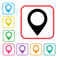 Colored set of map pointer icon. Location icon. Vector illustration