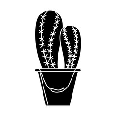 cactus in bucket plant decorative natural vector illustration black and white design