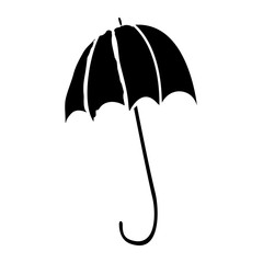 open umbrella protection climate season vector illustration black and white design
