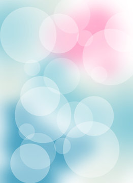 Beautiful blurred background with bokeh lights in blue, white and pink