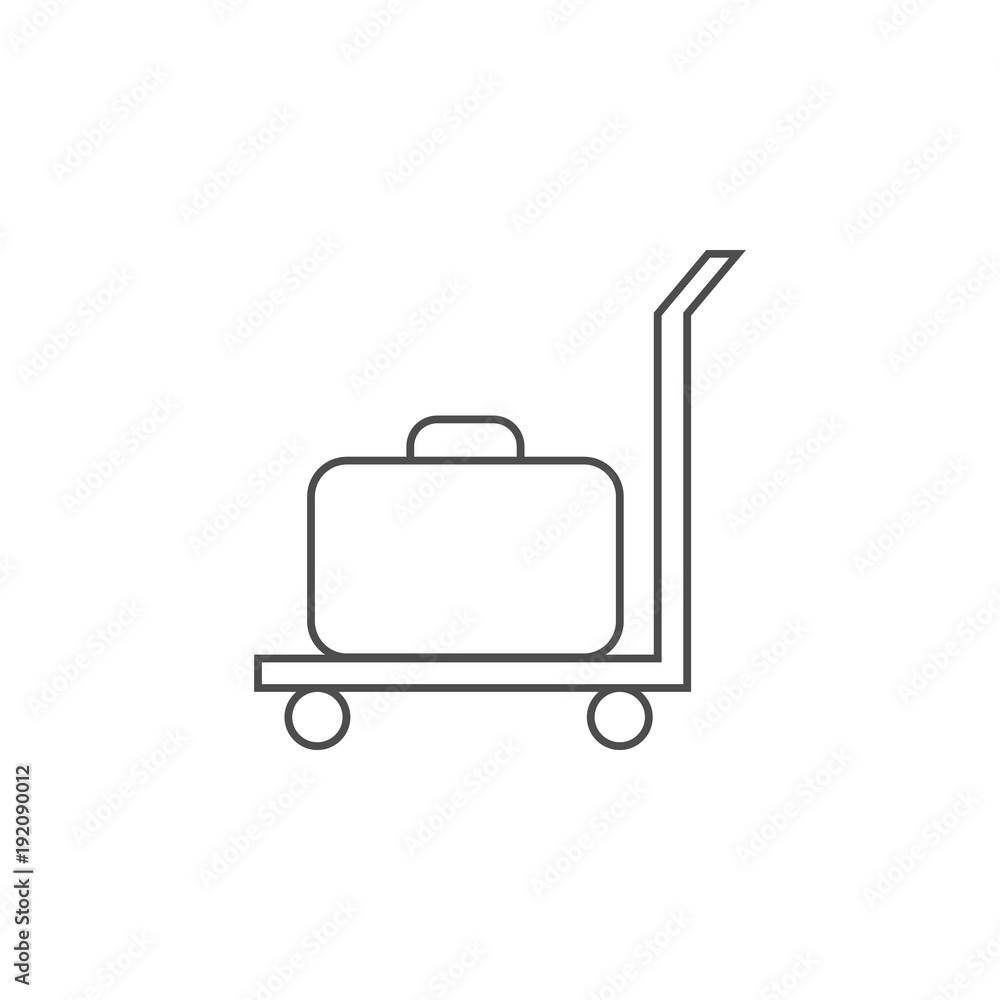 Poster cargo trolley with a suitcase icon. element for mobile concept and web apps. thin line icon for webs