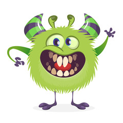 Angry cartoon green monster. Vector illustration of  monster character for Halloween