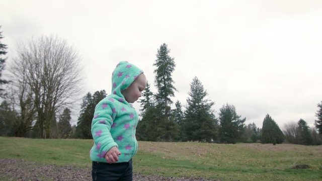 Baby Girl Walking Close Up Outdoors Nature Adventure