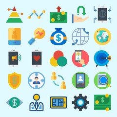 Icons set about Marketing with networking, vision, receive, settings, rgb and shield