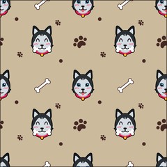 cute dog seamless pattern vector background