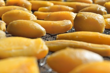 Dried sweet potato ball at Ibaraki Japan, winter homemade local food close up