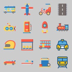 Icons set about Transportation. with boat, train and locomotive