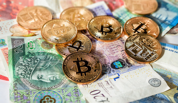Bitcoins on top of english pounds, euro and polish zloty