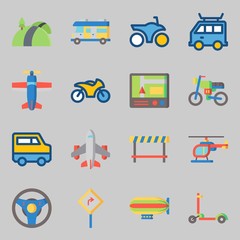 Icons set about Transportation. with road, scooter and gps