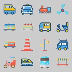 Icons set about Transportation. with cone, bike and car