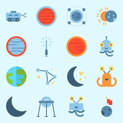 icons set about Universe. with eclipse, orbit, lightsaber, uran, moon rover and mars © Orxan